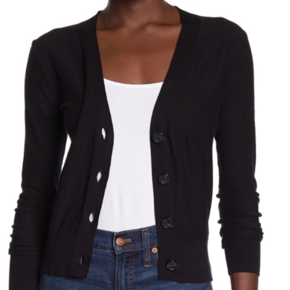 XS Black JCrew Cardigan with Big Buttons